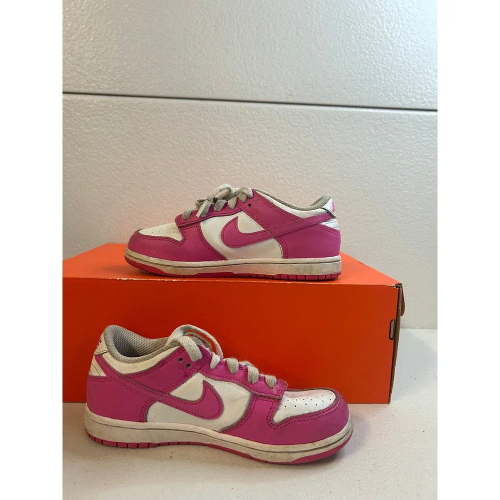 Nike Dunk Low Active Fuchsia White Kids Sneakers Size 13.5C #2181